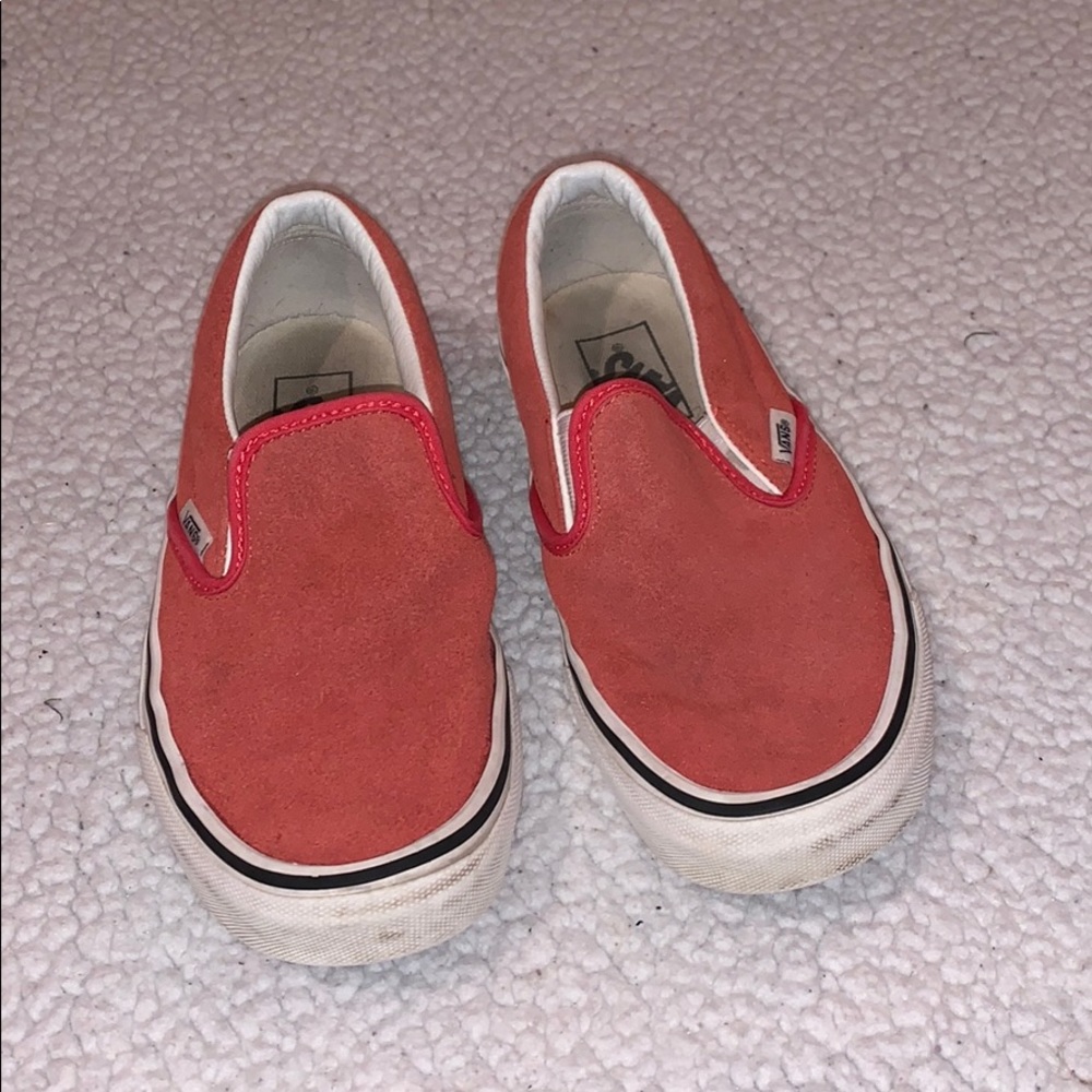 Vans Slip-On Suede Sneakers in Coral Red - Picture 2 of 4